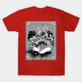 Skull Fire Crown Heart Playing Cards T-Shirt